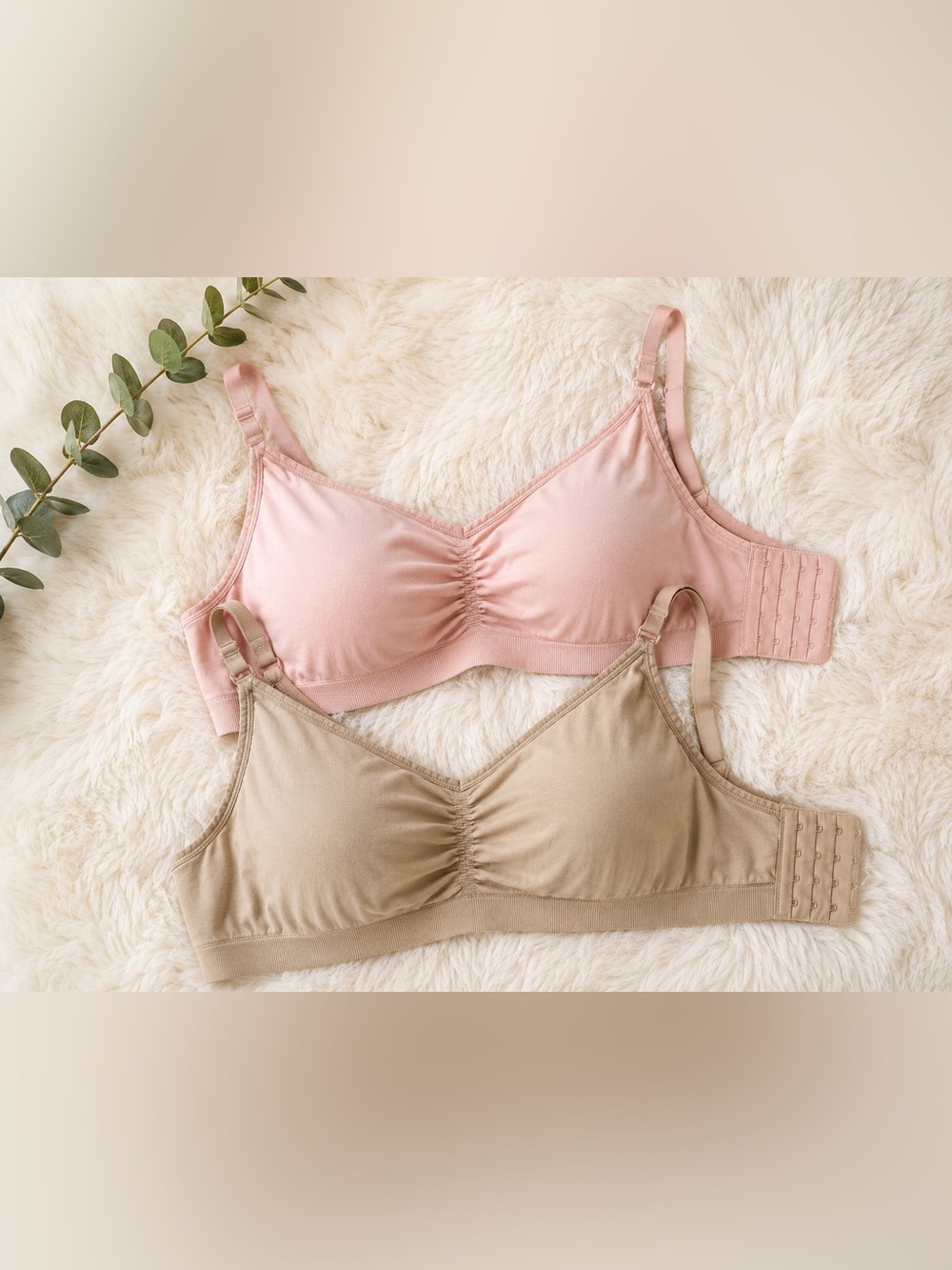 2 Pack of Wireless Maternity Nursing/Pumping Bralette - Blush Pink & Beige